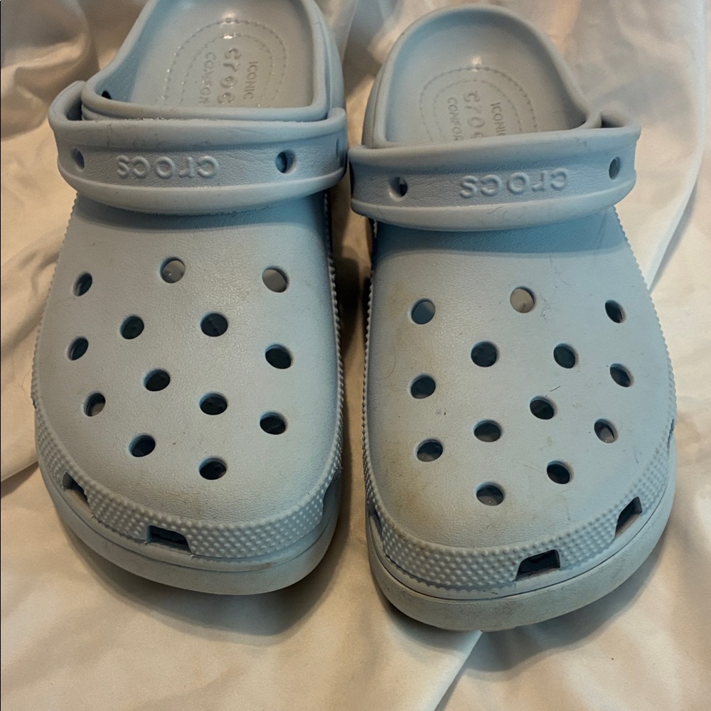 CROCS Light Blue Classic Platform Clog Mules